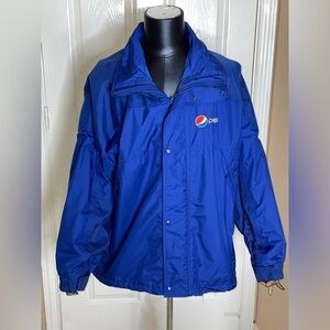 Pepsi Cola Jacket Adult XLarge Navy Full Zip Hooded Lined Aramark Uniform Coat  